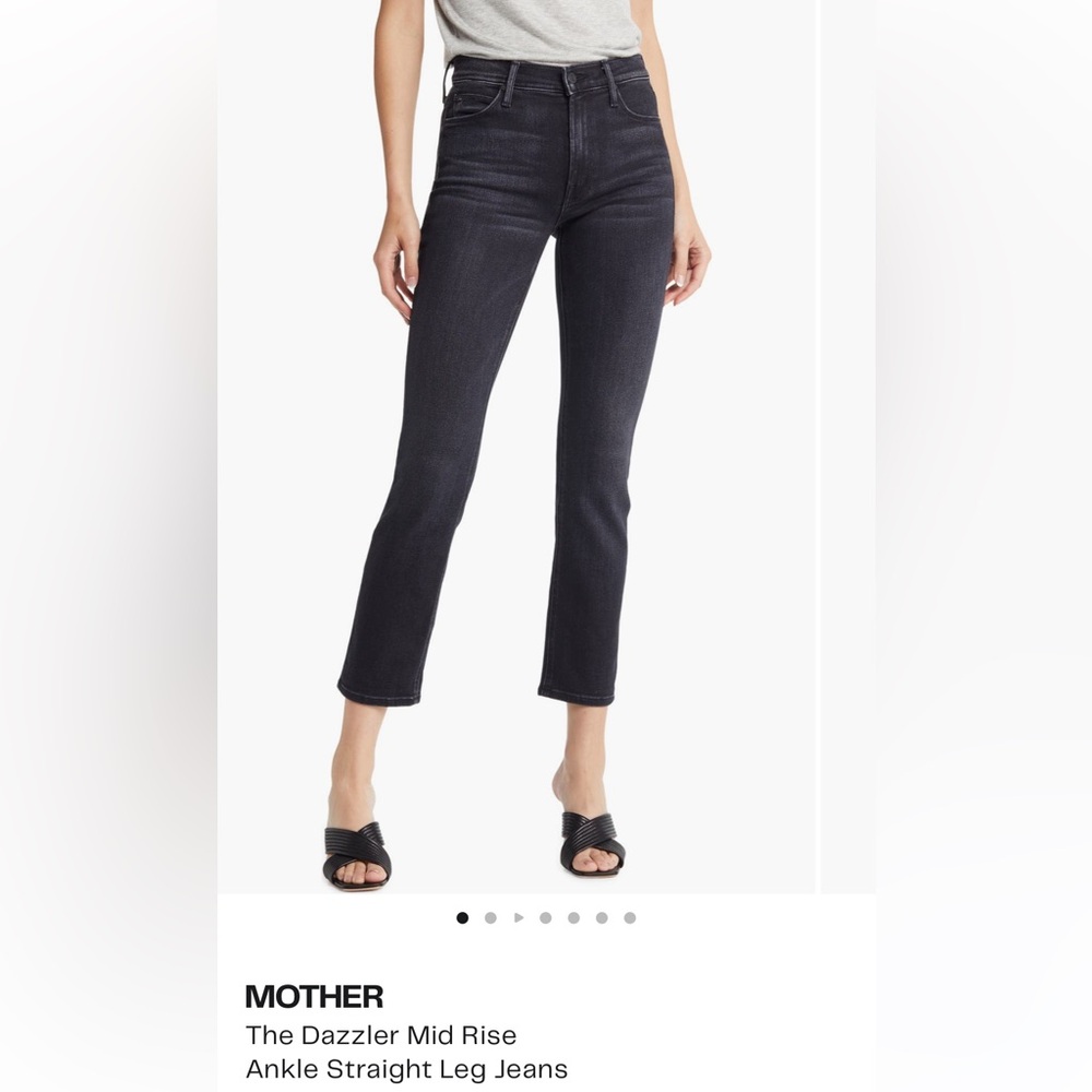 MOTHER Dazzler Mid Rise Anke Straight Jeans in color Deep End